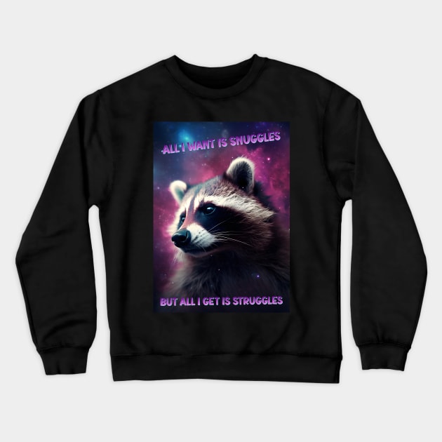 Funny Aesthetic Trash Panda Raccoon Internet Meme Crewneck Sweatshirt by TenchiMasaki